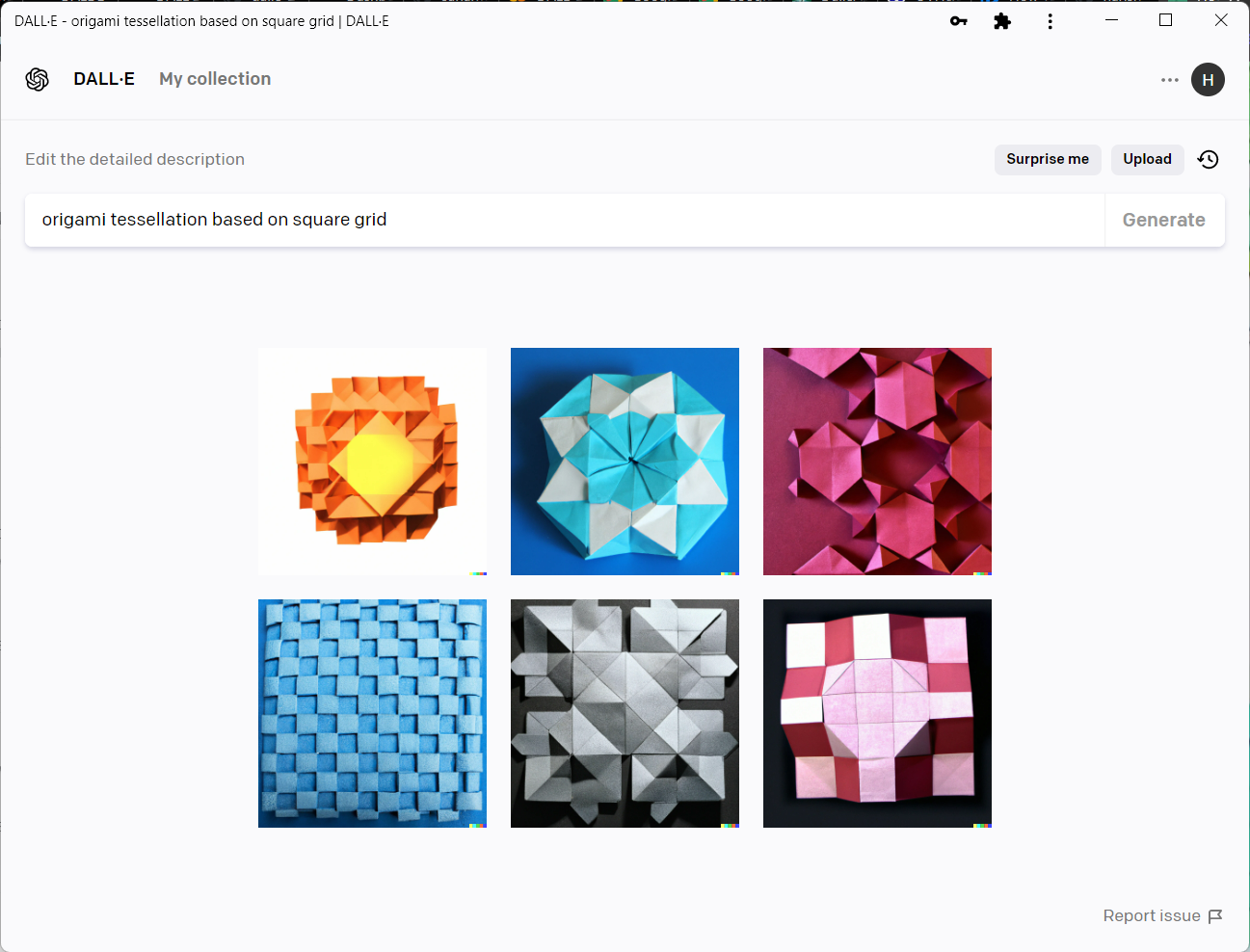 origami tessellation based on square grid