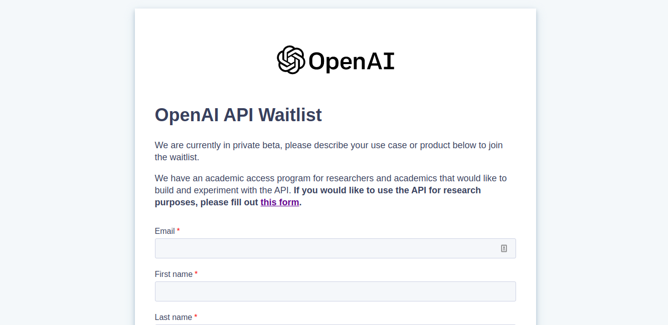 OpenAI Access Form